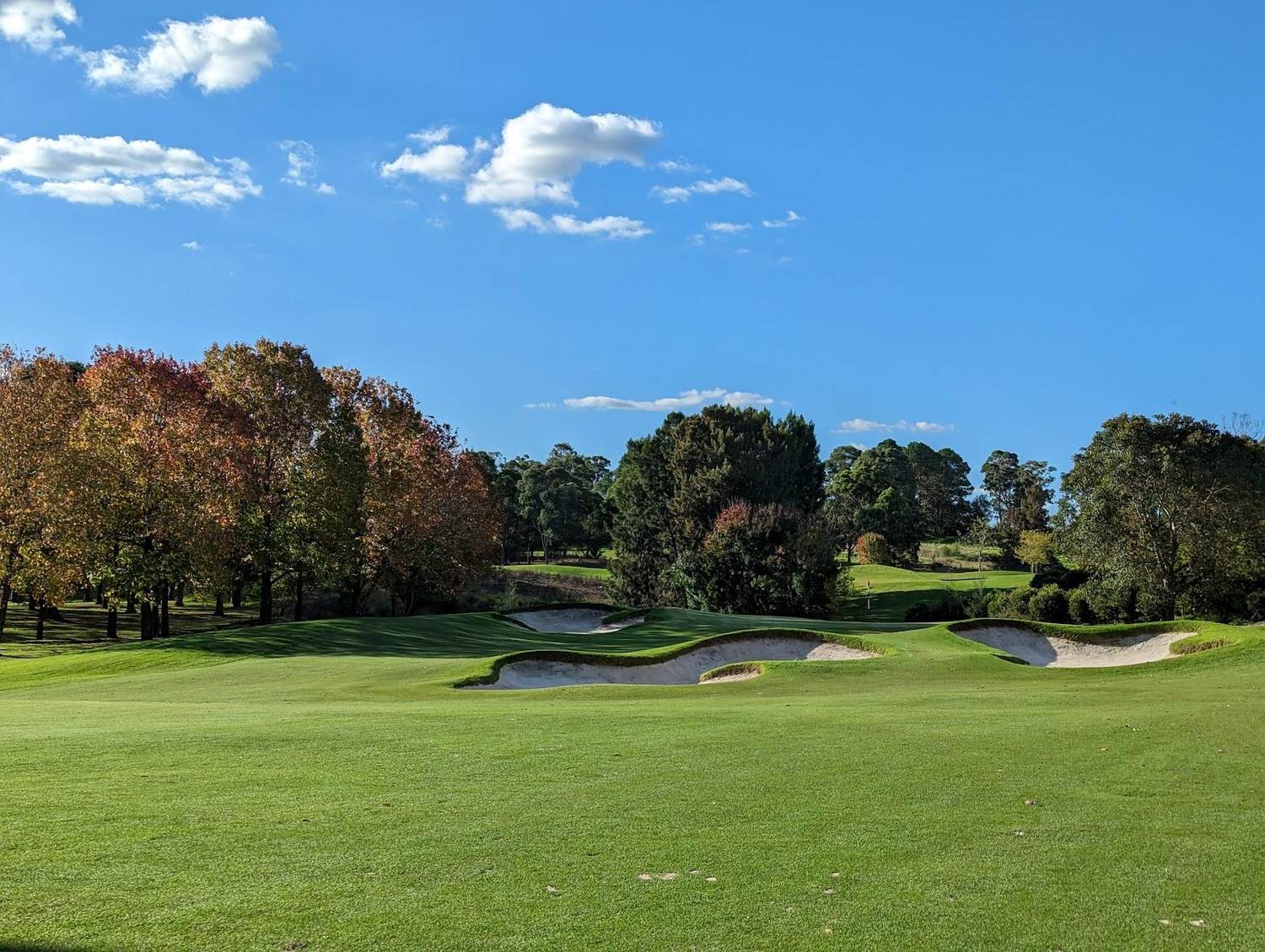 Castle Hill Country Club, tree lined kikuyu fairway and bunkering in northwest Sydney, Australia