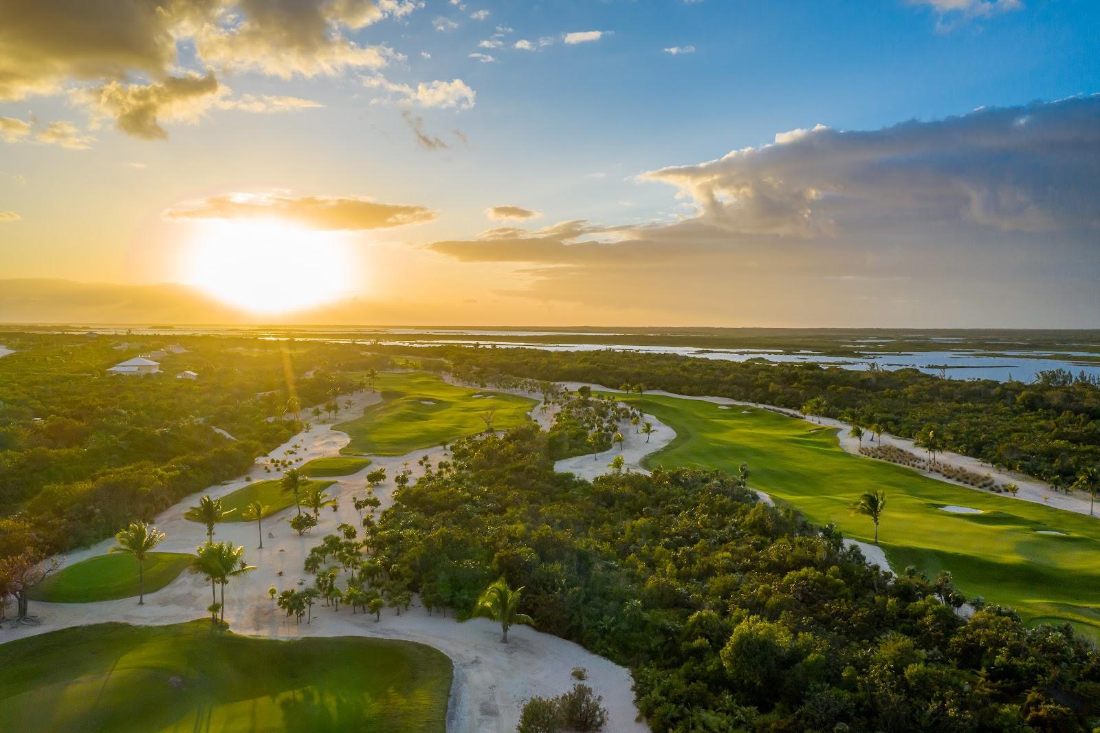 The Abaco Club on Winding Bay, tropical links fairways above the Atlantic on Abaco, Bahamas