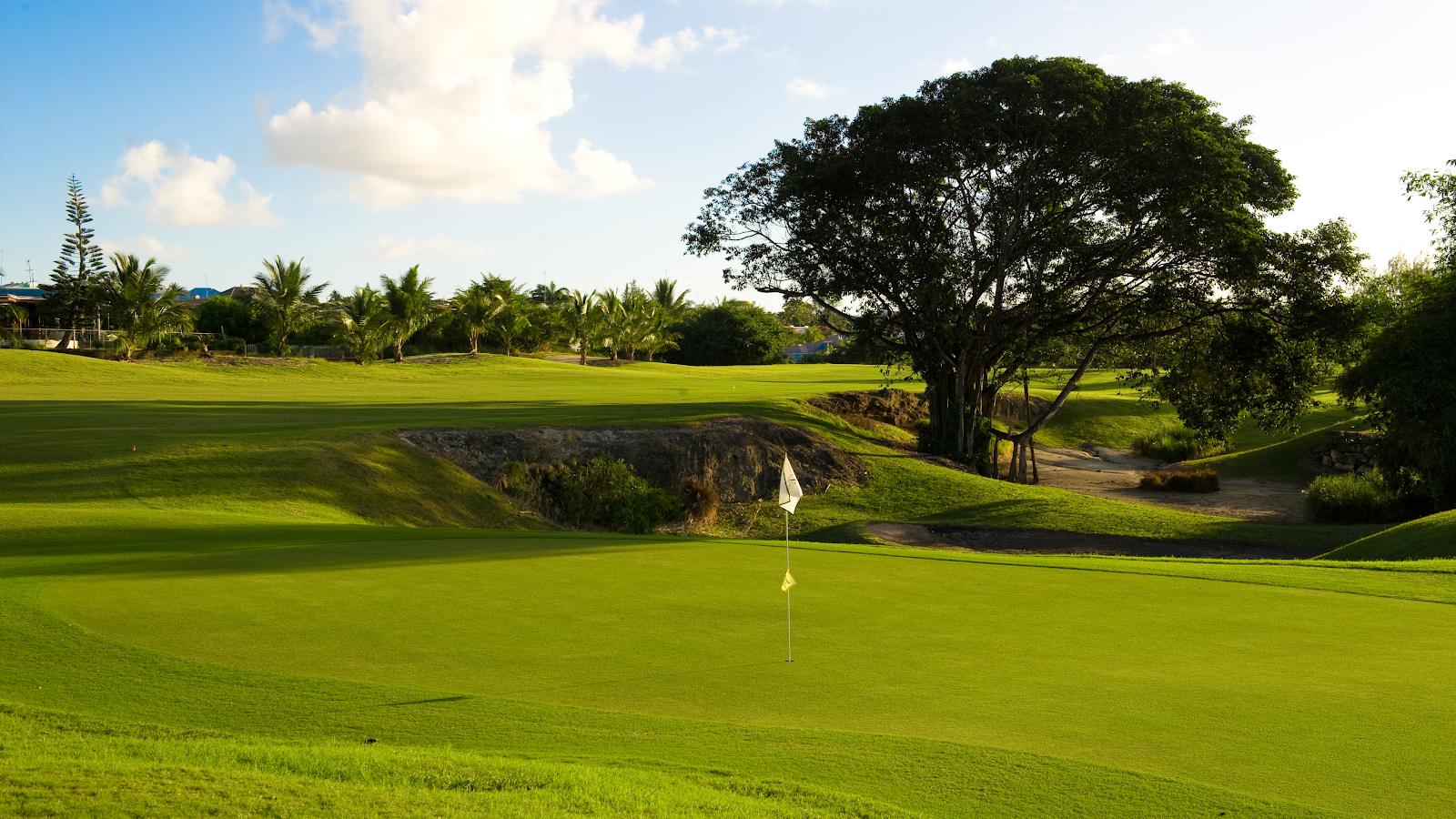 Barbados Golf Club, open parkland fairway under trade winds at Durants on the south coast of Barbados