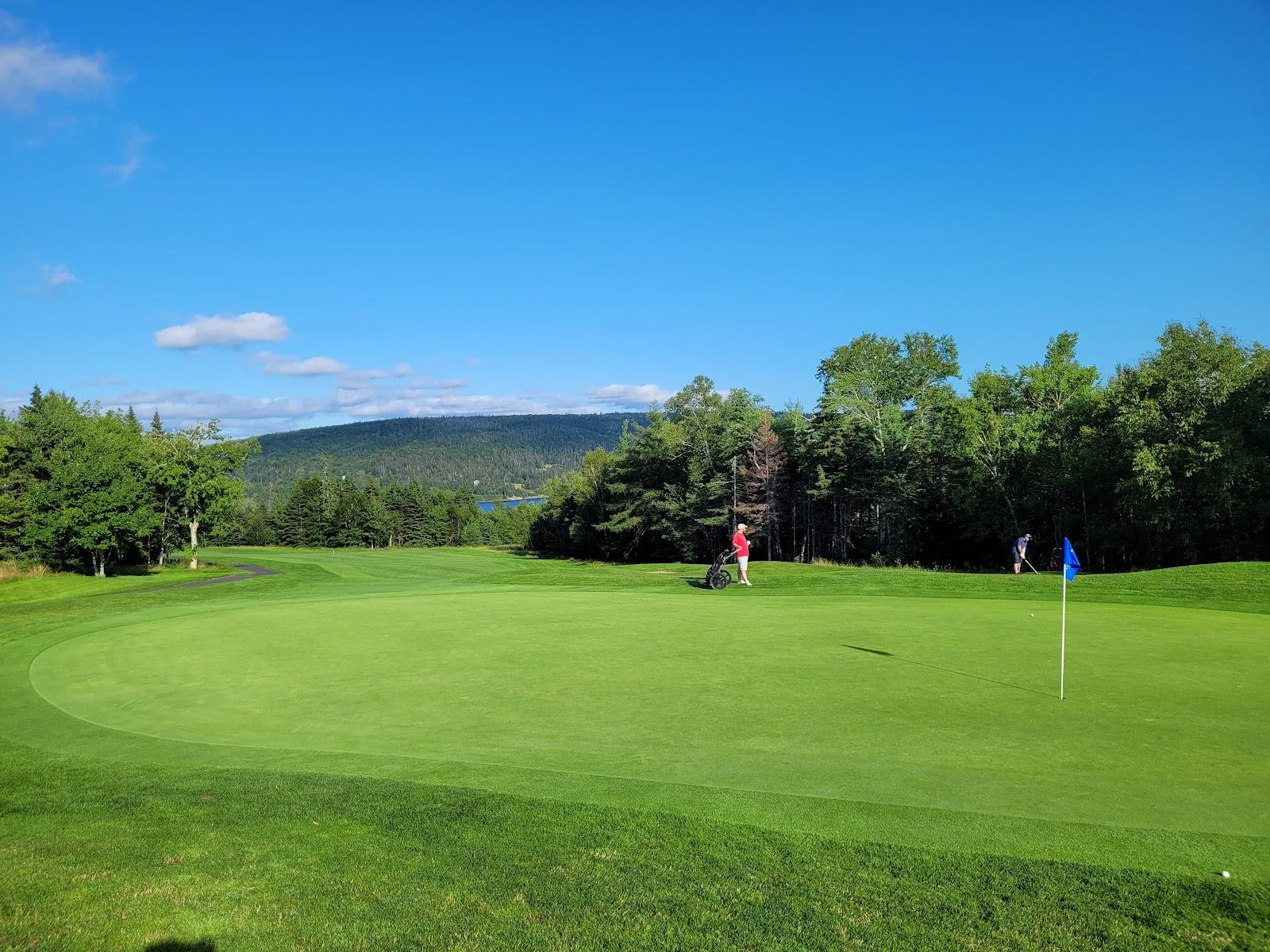 Bell Bay Golf Club, fairways descending toward the Bras d'Or Lake at Baddeck, Cape Breton, Nova Scotia, Canada