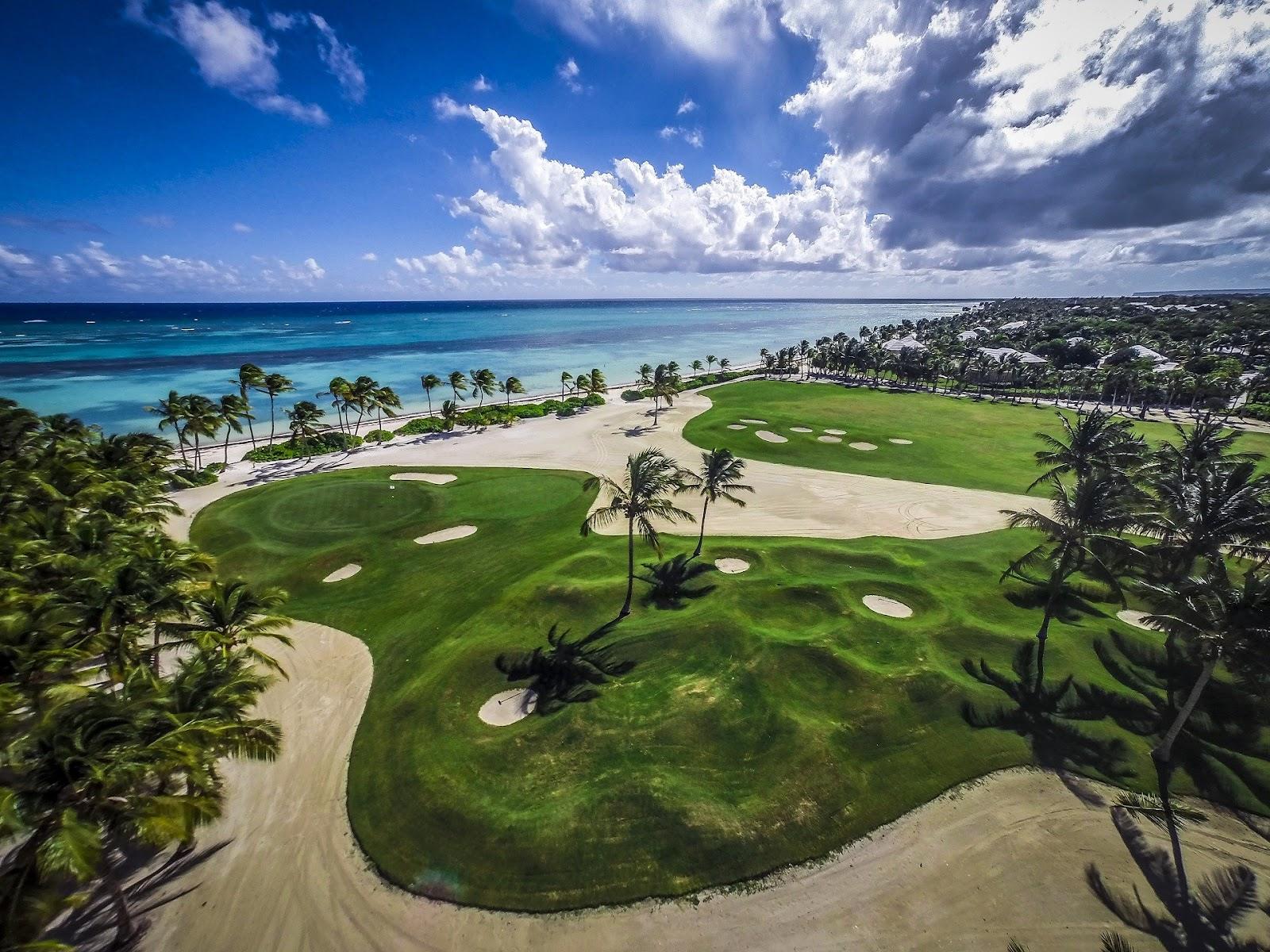 La Cana Golf Course fairways running along the Caribbean Sea at Puntacana Resort, Punta Cana, Dominican Republic
