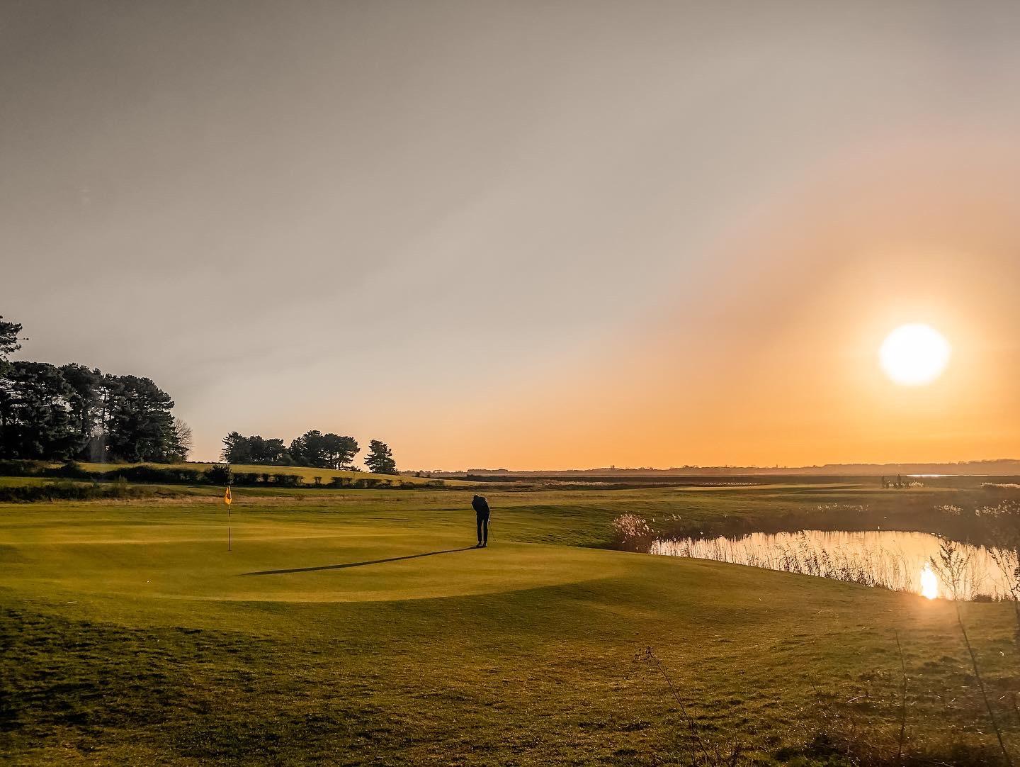 Aldeburgh Golf Club, heathland fairway lined with gorse and heather near the Suffolk coast