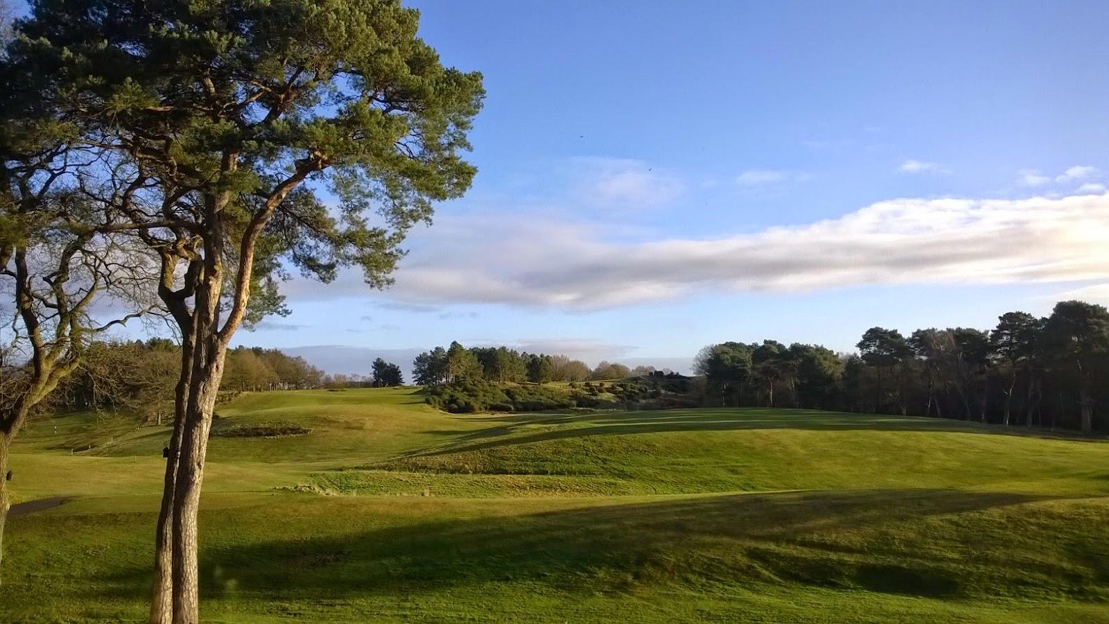 Delamere Forest Golf Club, open heathland fairway with wide views in inland Cheshire, England