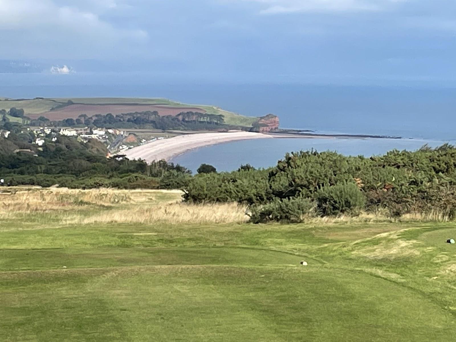 East Devon Golf Club, clifftop heathland fairway above Lyme Bay at Budleigh Salterton, England