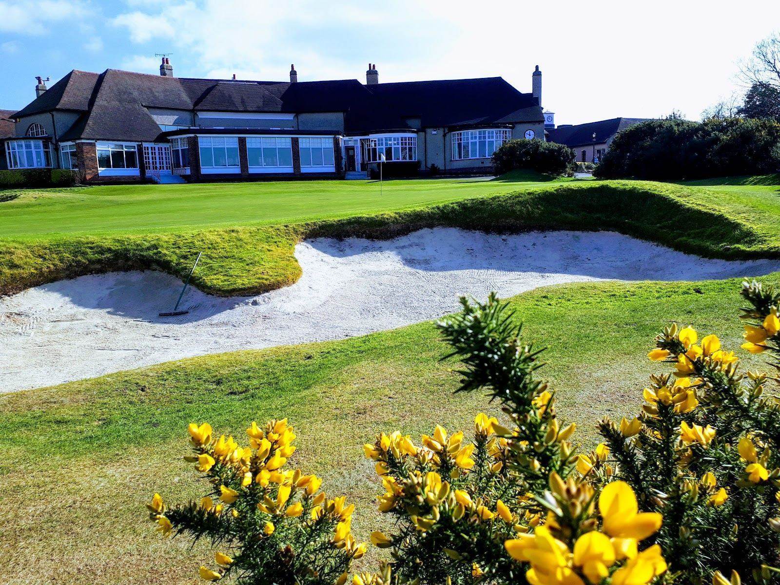 Moortown Golf Club, heather framed heathland fairways and bunkered greens on the moor north of Leeds, West Yorkshire, England
