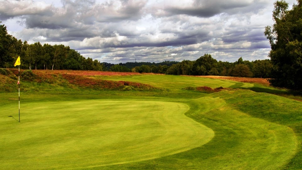 Royal Ashdown Forest Golf Club, heathland fairway and heather with no bunkers in East Sussex, England