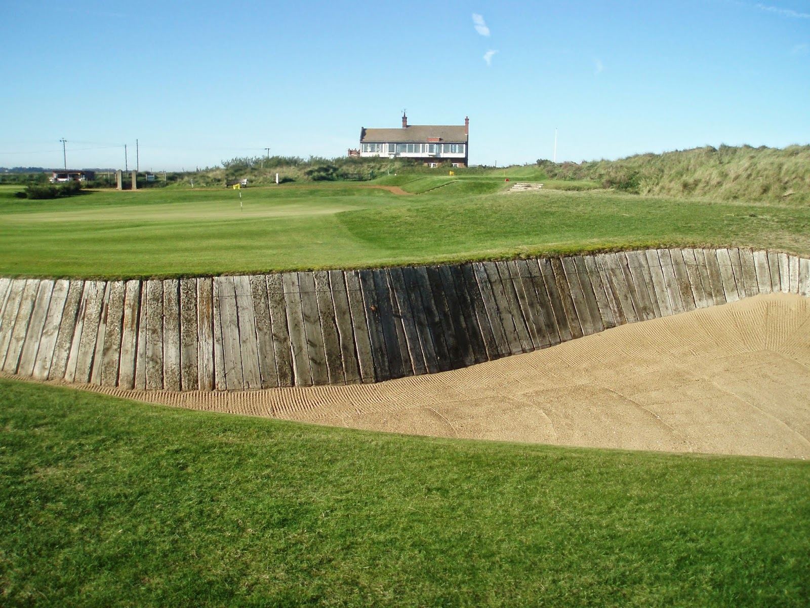 Royal West Norfolk Golf Club, links fairways and salt marsh at Brancaster on the north Norfolk coast