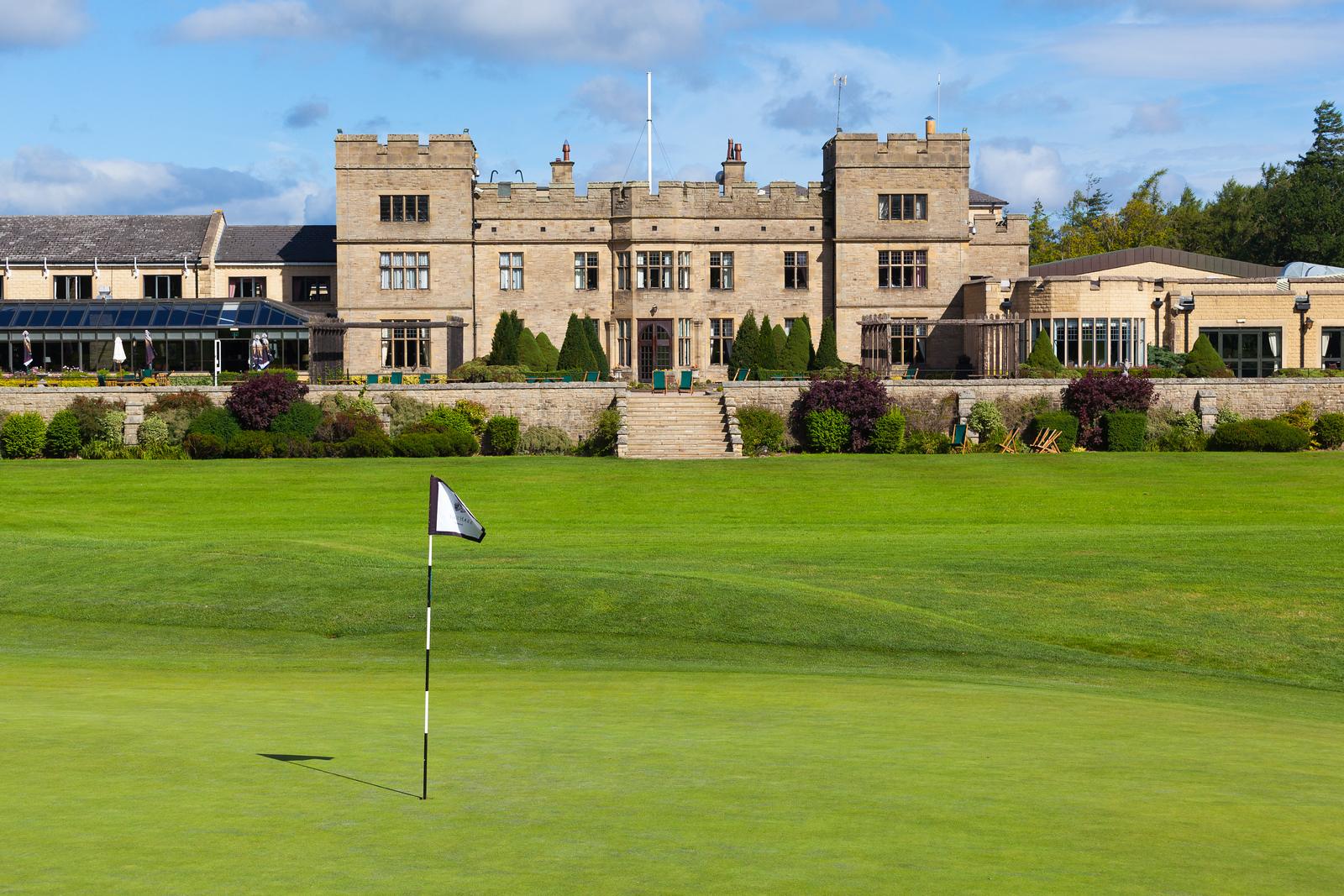 Slaley Hall Hunting Course, parkland fairway framed by Northumberland forest near Hexham, England