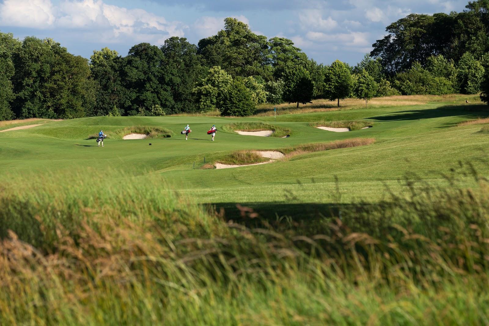 The Grove, parkland fairway and mature trees in the Hertfordshire countryside near London, England