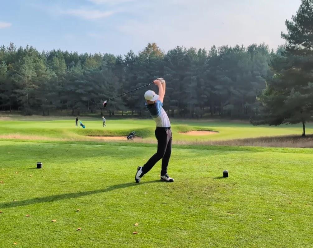Thetford Golf Club, heathland fairway lined with pine and silver birch in Breckland, Norfolk, England