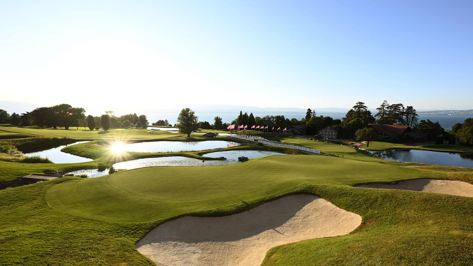 Evian Resort Golf Club, hillside fairway above Lake Geneva at Evian-les-Bains, France