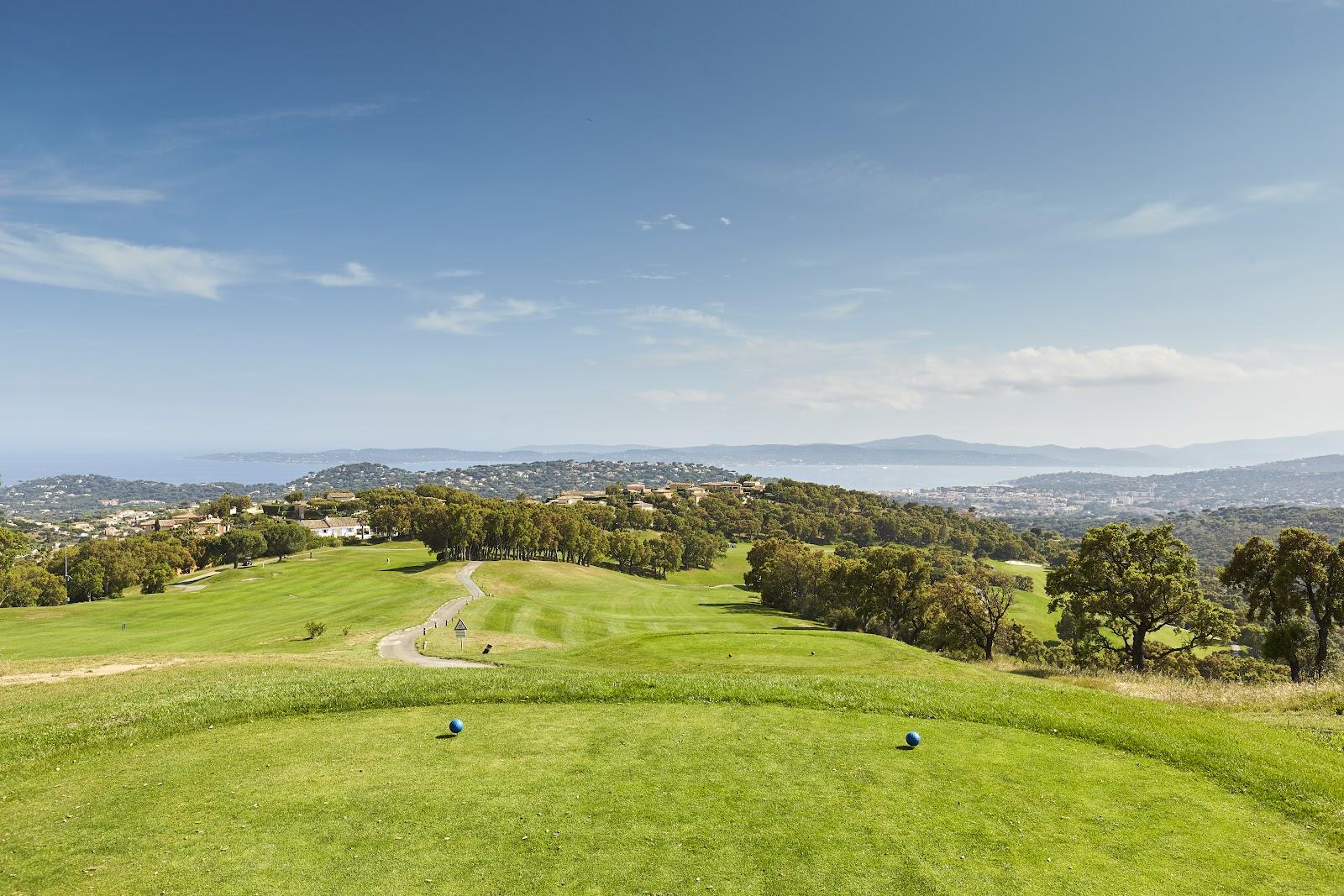 Golf de Sainte-Maxime, a hillside fairway with views over the Gulf of Saint-Tropez on the French Riviera