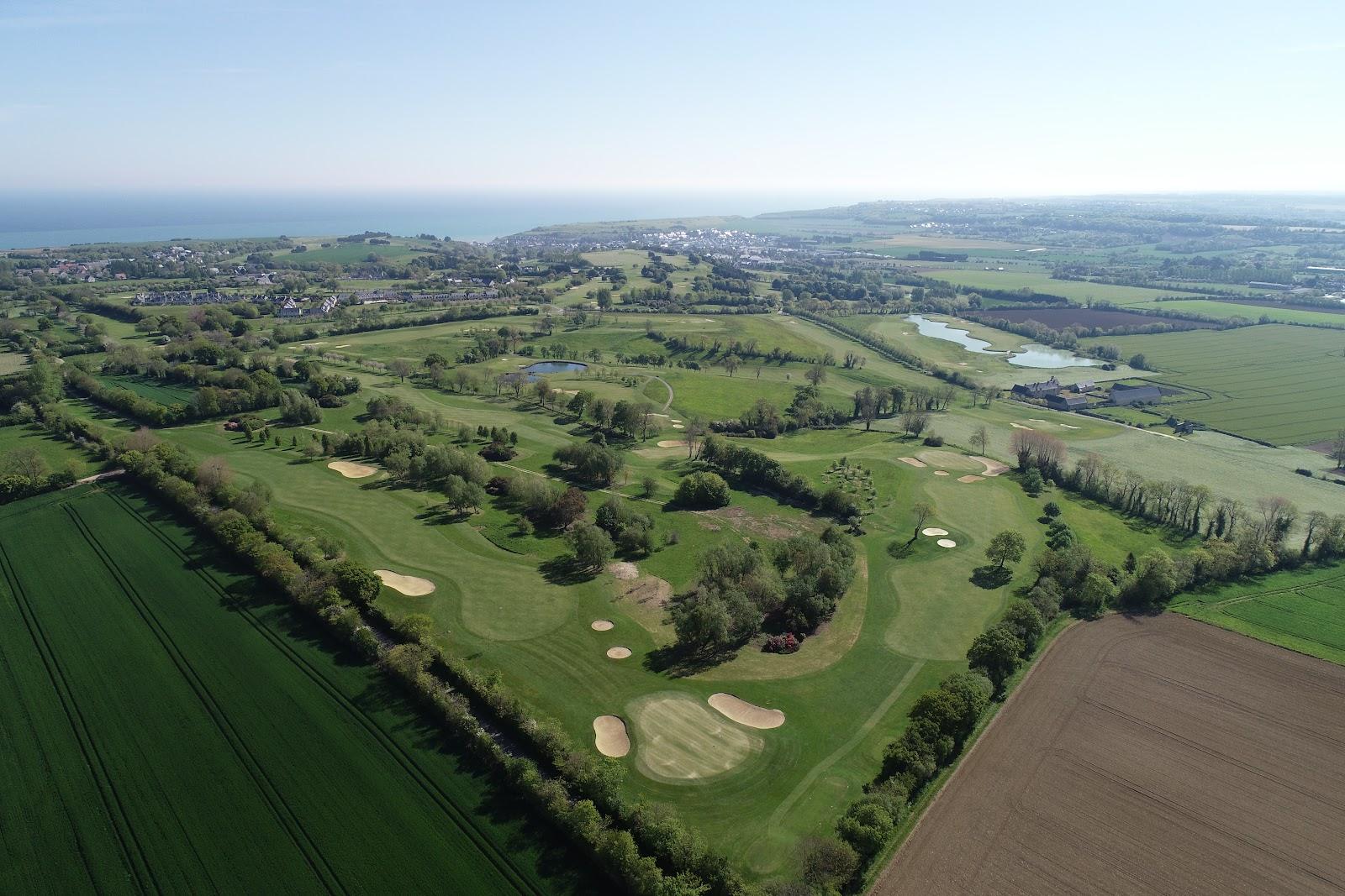 Omaha Beach Golf Club, La Mer fairway on the cliffs above Port en Bessin, Normandy, France