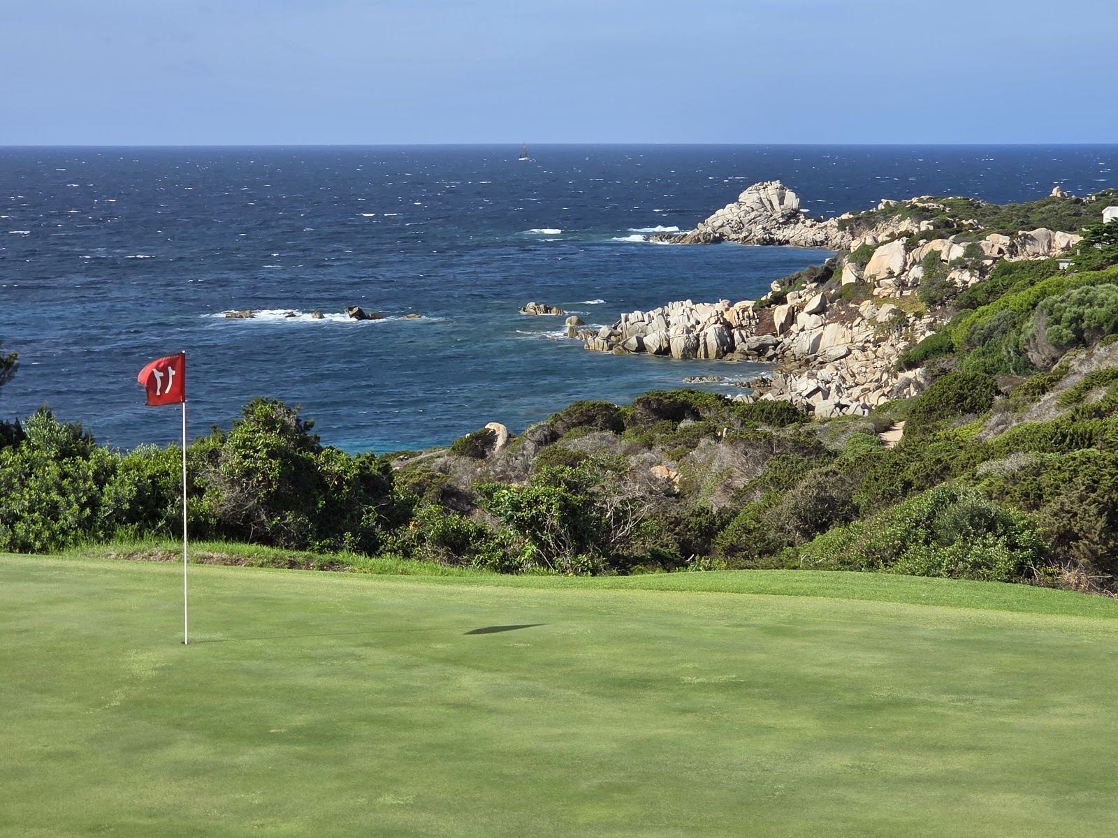 Golf de Sperone, clifftop fairway above the turquoise Mediterranean near Bonifacio, Corsica