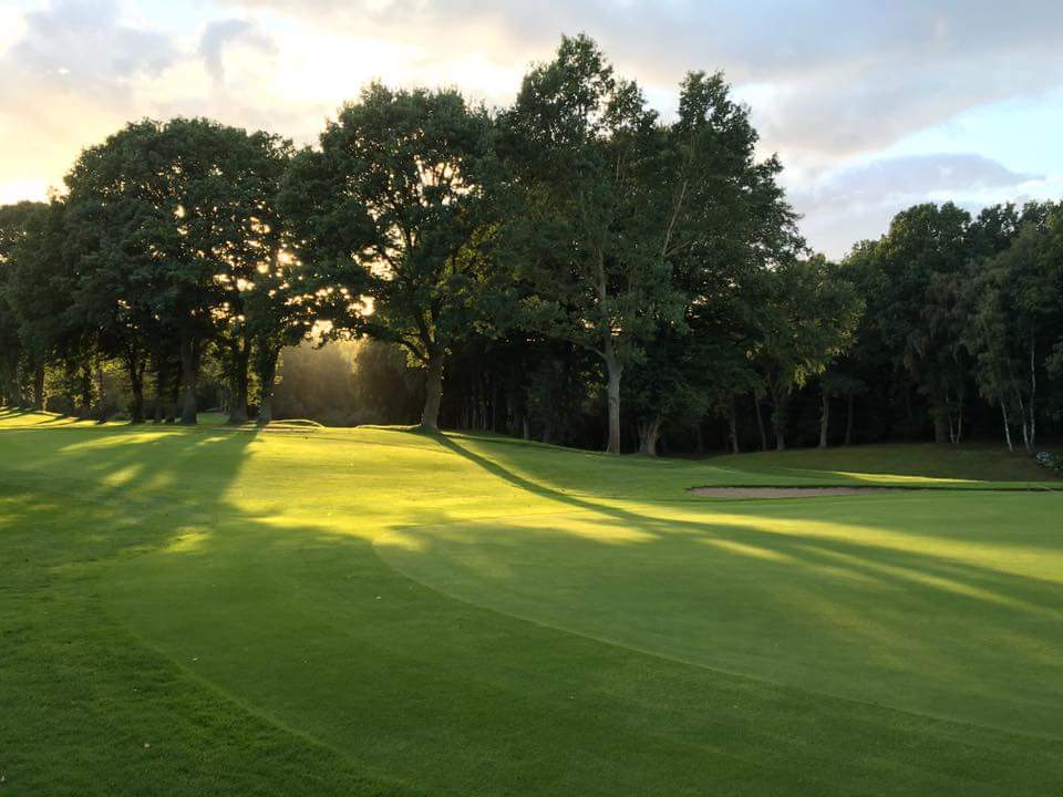 Wentorf-Reinbeker Golf-Club, tree lined parkland fairway on the green edge of Hamburg, Germany