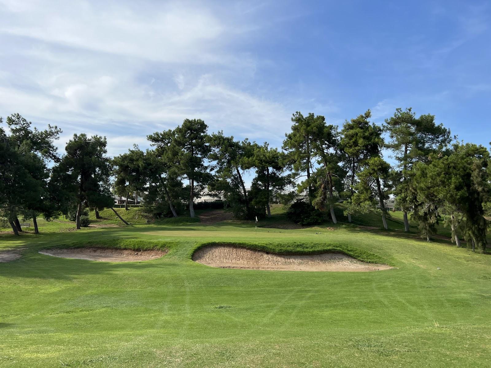 Glyfada Golf Club of Athens, pine lined parkland fairway near the Athens coast, Greece