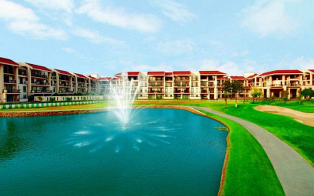 Jaypee Greens Golf Resort, Greg Norman designed fairway with lakes in Greater Noida, India