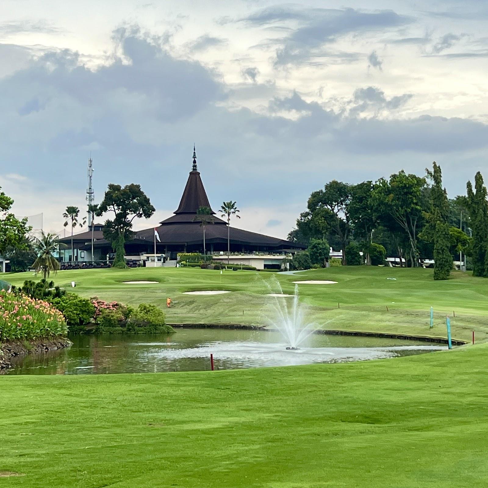Pondok Indah Golf Course, tree lined parkland fairway in South Jakarta, Indonesia