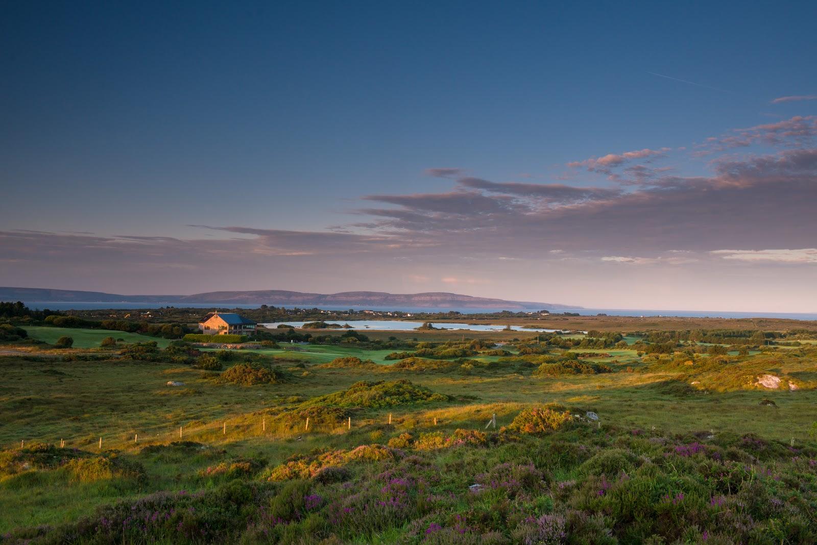 Bearna Golf Club, parkland fairway set in rugged Connemara countryside with views over Galway Bay, Ireland