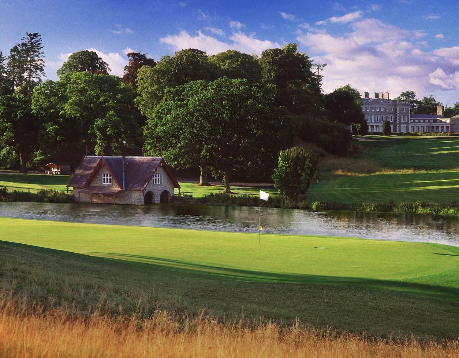 Carton House Montgomerie Course, links style fairway and pot bunkers on the Carton Demesne in County Kildare, Ireland