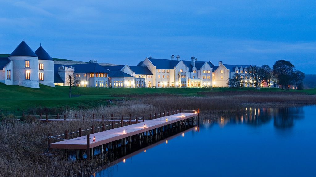 Lough Erne Resort Faldo Course, fairway running along the water near Enniskillen, County Fermanagh, Northern Ireland