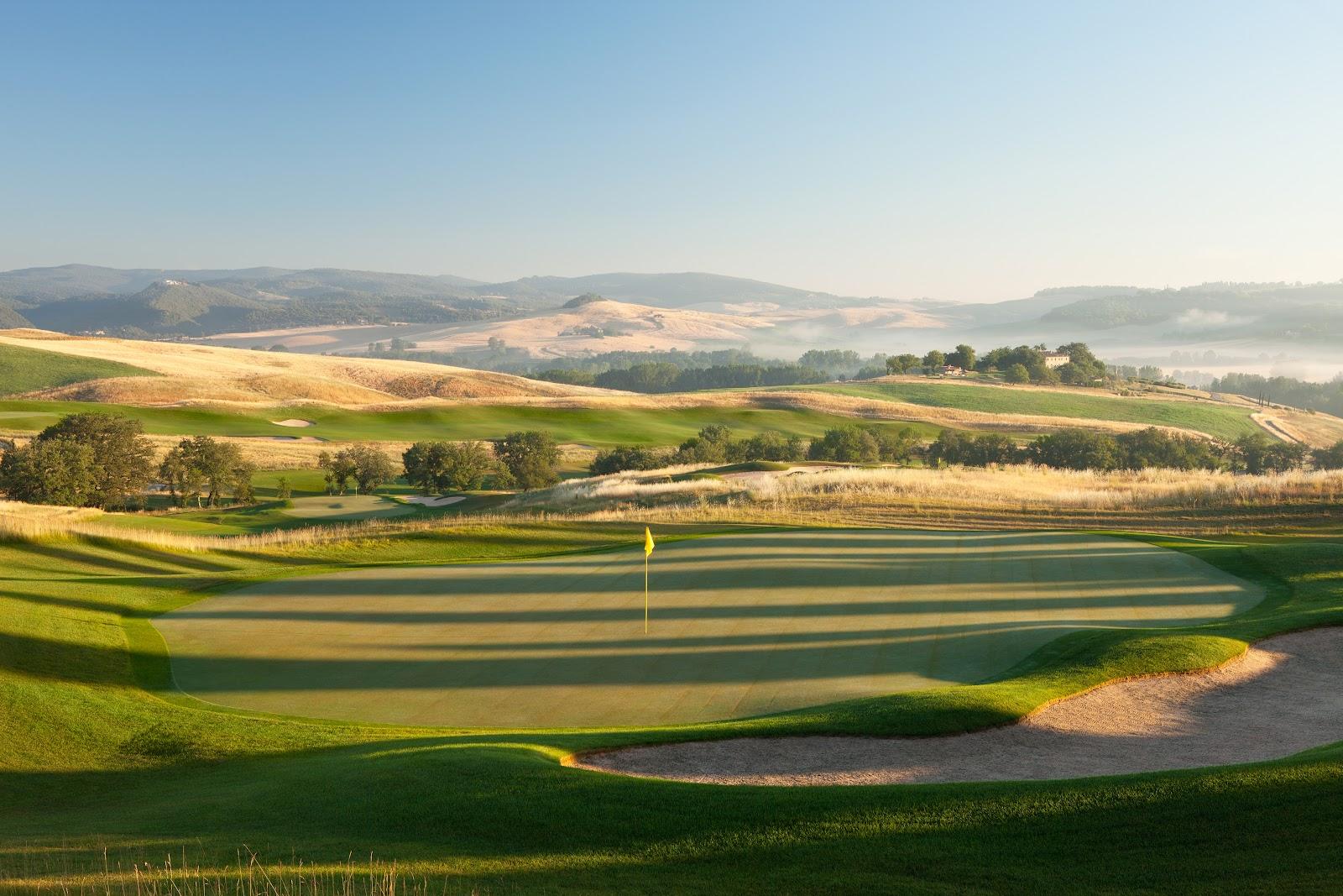 The Club at Castiglion del Bosco, rolling fairways above the Val d'Orcia near Montalcino in Tuscany, Italy