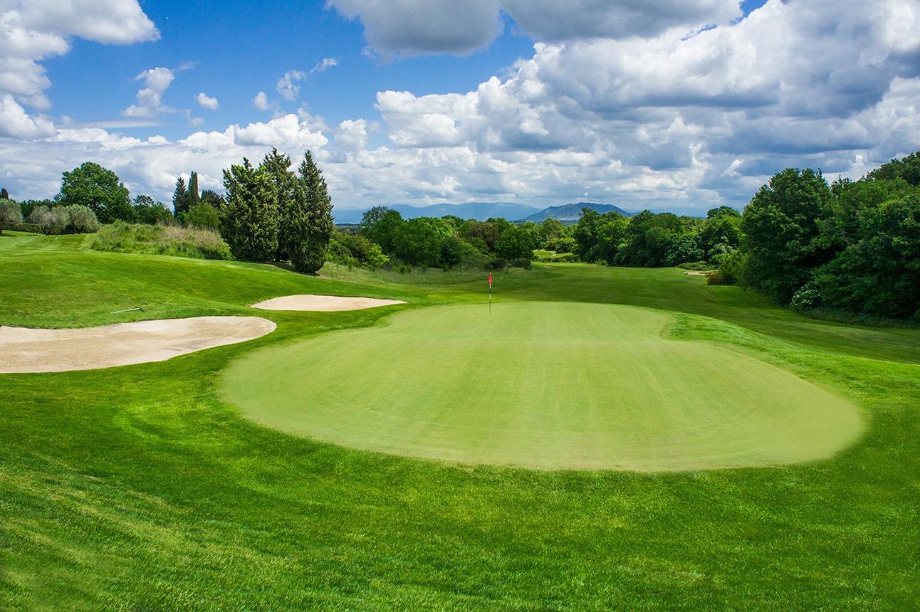 Golf Nazionale, parkland fairway and green among rolling Lazio countryside near Rome, Italy
