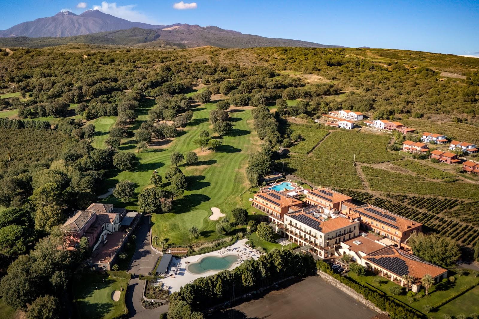 Il Picciolo Etna Golf, fairway on the volcanic slopes of Mount Etna near Castiglione di Sicilia, Italy
