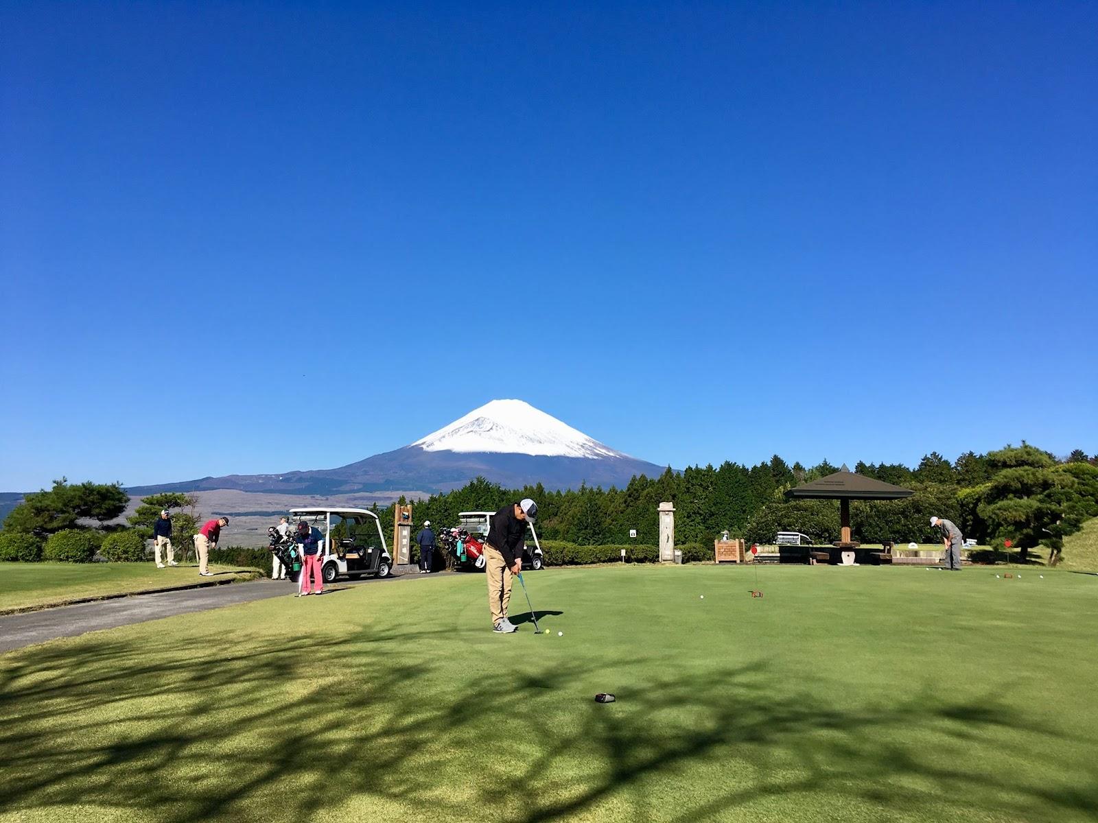 Gotemba Golf Club, parkland fairway below Mount Fuji in Shizuoka, Japan