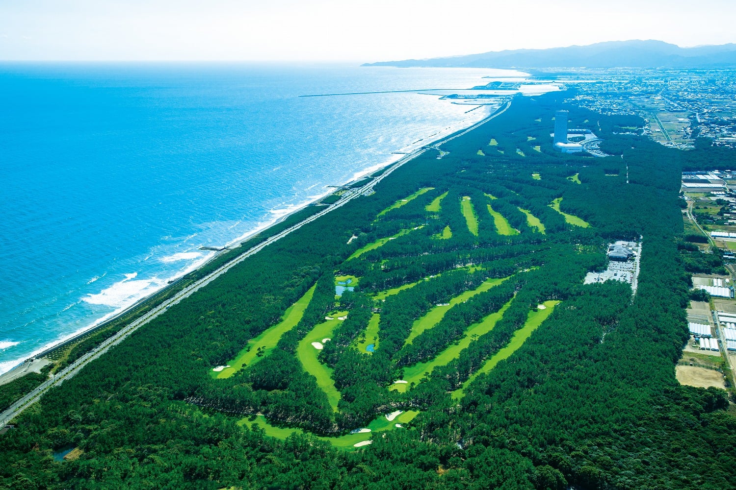 Phoenix Country Club, fairways lined with black pines beside the Hyuga Sea at Miyazaki, Japan