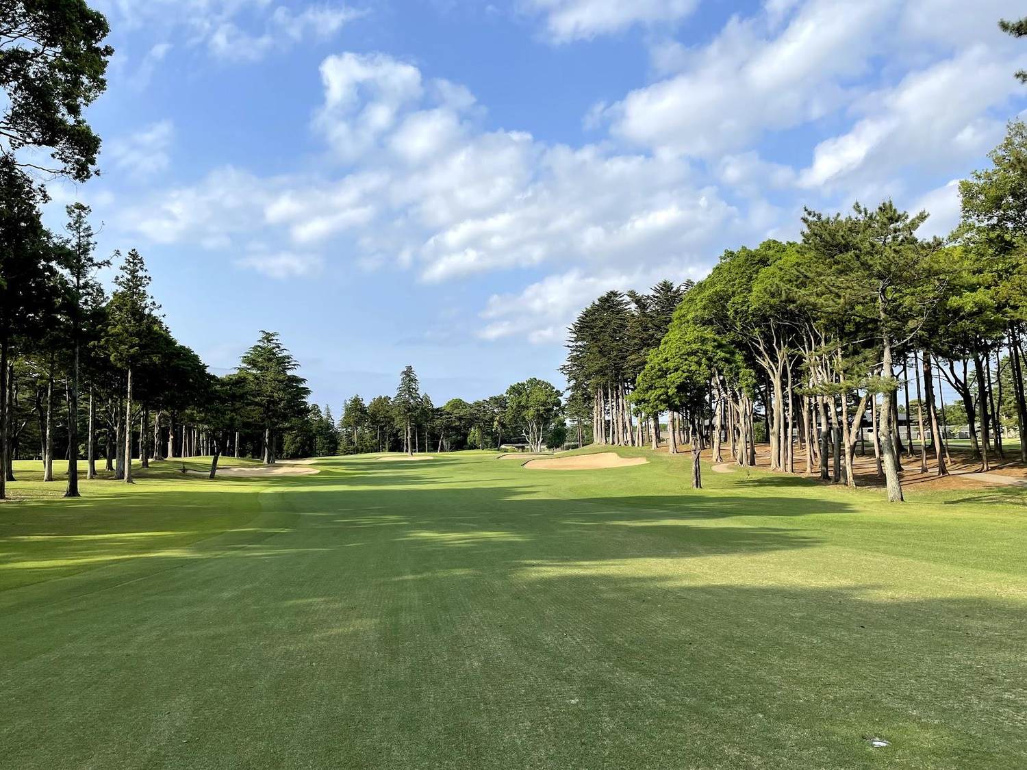 Sobu Country Club, flat parkland fairway framed by tall trees in Inzai, Chiba, Japan