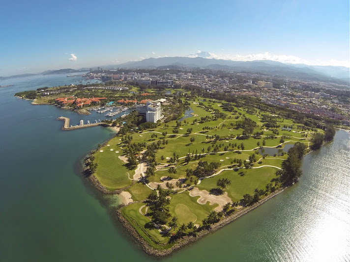 Sutera Harbour Golf and Country Club, seaside fairway at Kota Kinabalu, Sabah, Malaysia