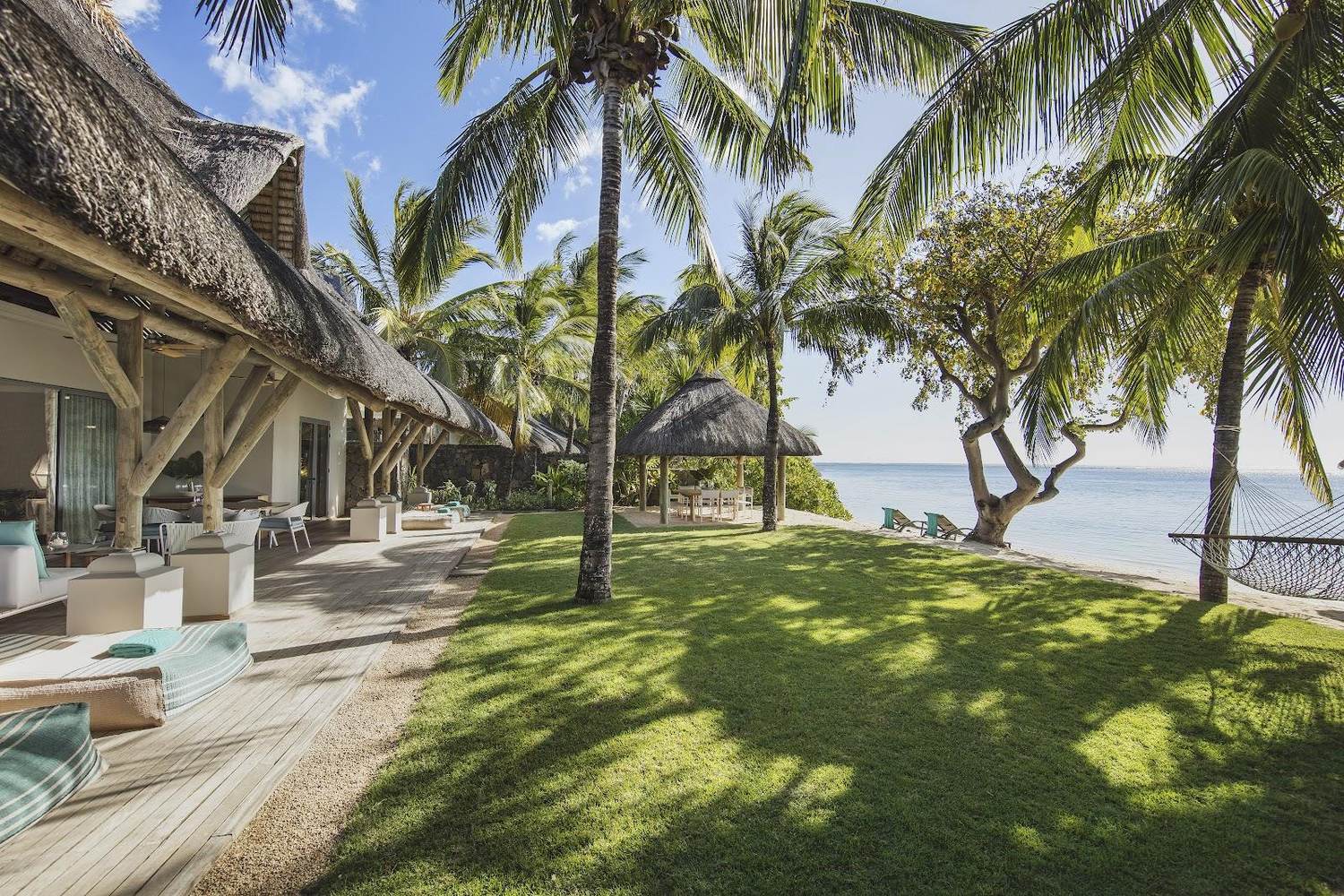 Paradis Beachcomber Golf Club, fairway running toward the lagoon at the foot of Le Morne Brabant, Mauritius