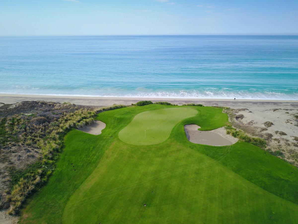 Puerto Los Cabos golf course, desert fairway running down toward the Sea of Cortez near San Jose del Cabo, Mexico