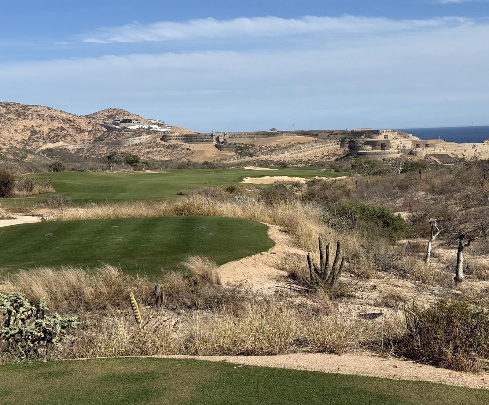 Twin Dolphin Golf Club, desert fairway on high terraces above the Sea of Cortez in Los Cabos, Mexico