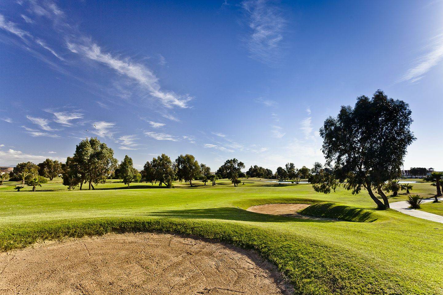 Saidia Golf, water defended fairway beside the Mediterranean on the Saidia Med resort, eastern Morocco