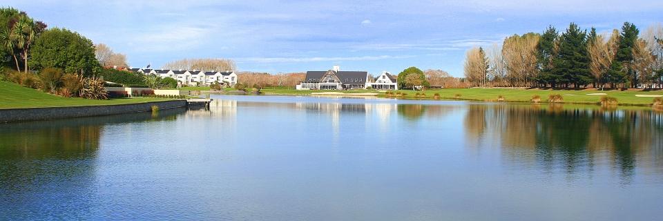 Clearwater Golf Club, fairways winding among spring fed lakes near Christchurch, New Zealand