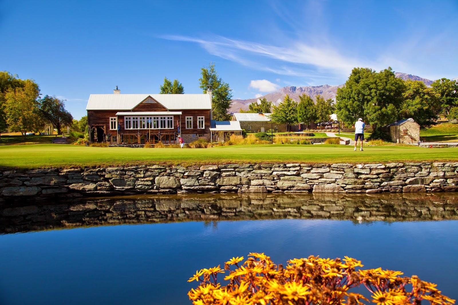Millbrook Resort golf course near Arrowtown, fairways set against the Southern Alps in the Queenstown region, New Zealand