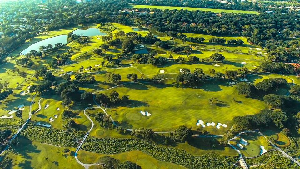 Mimosa Plus Golf Course, tree lined fairway with Mount Pinatubo views at Clark, Pampanga, Philippines