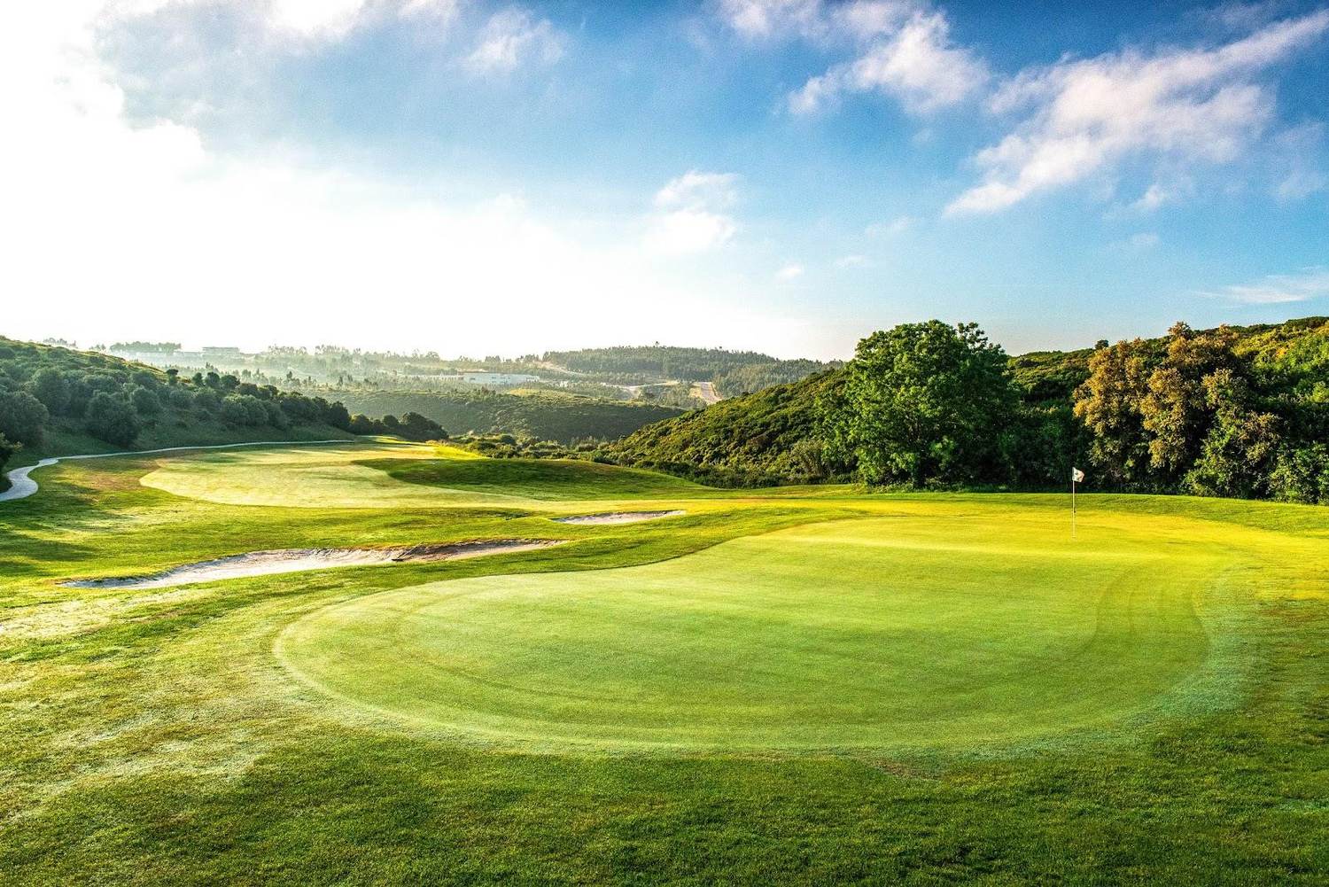 Belas Clube de Campo, parkland fairway and lake in the Sintra hills northwest of Lisbon, Portugal
