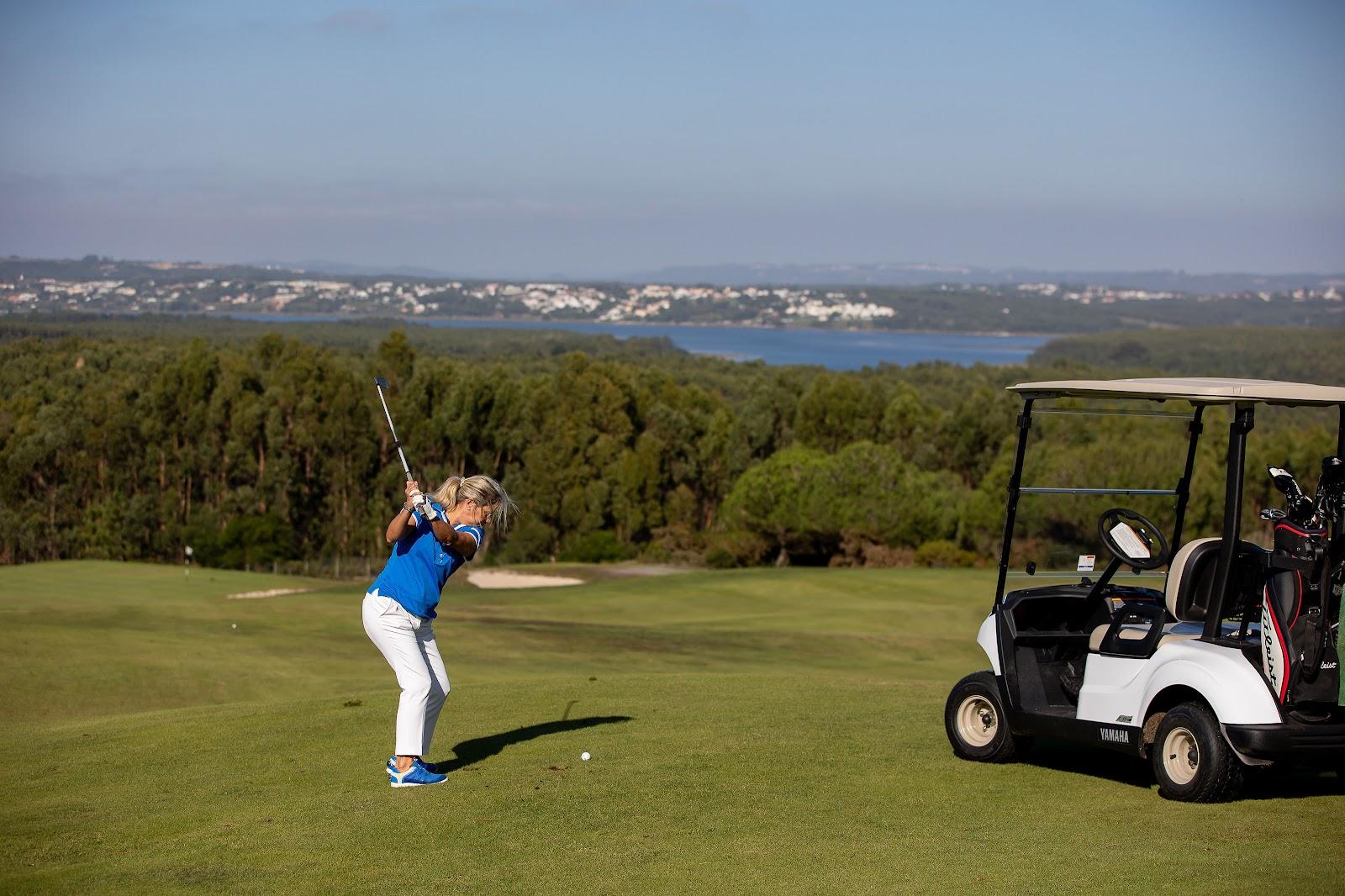 Guardian Bom Sucesso golf course, rolling fairway above the Obidos lagoon on the Silver Coast of Portugal