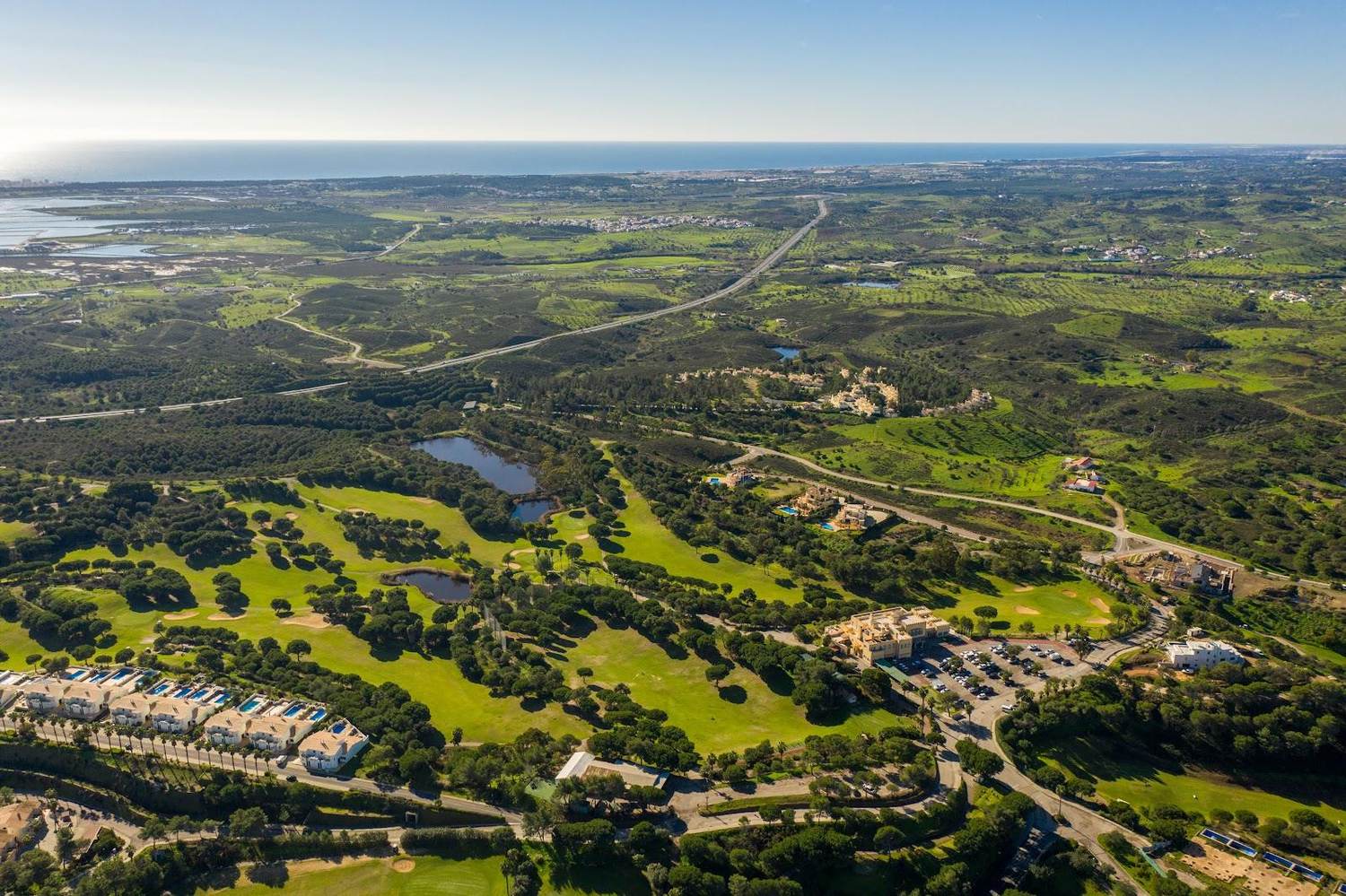 Castro Marim Golfe and Country Club, fairway above the Guadiana river in the eastern Algarve, Portugal