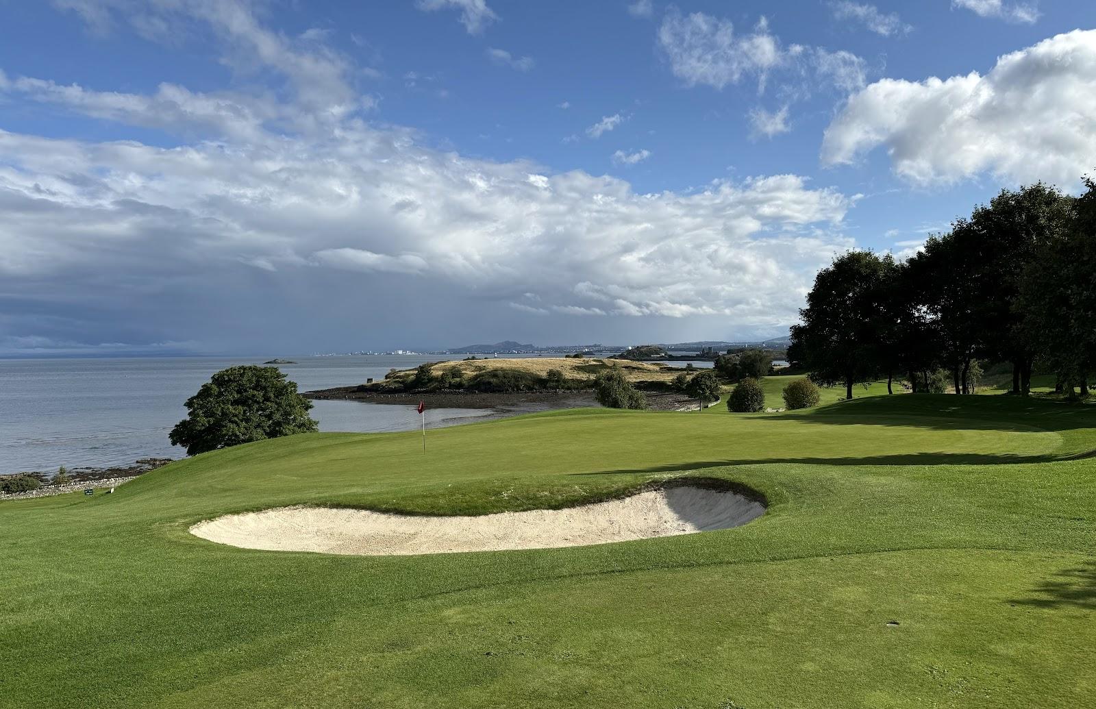 Aberdour Golf Club, clifftop fairway above the Firth of Forth in Fife, Scotland
