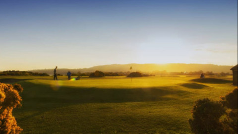Fortrose and Rosemarkie Golf Links on the Chanonry Peninsula with the Moray Firth beyond, Black Isle, Scotland