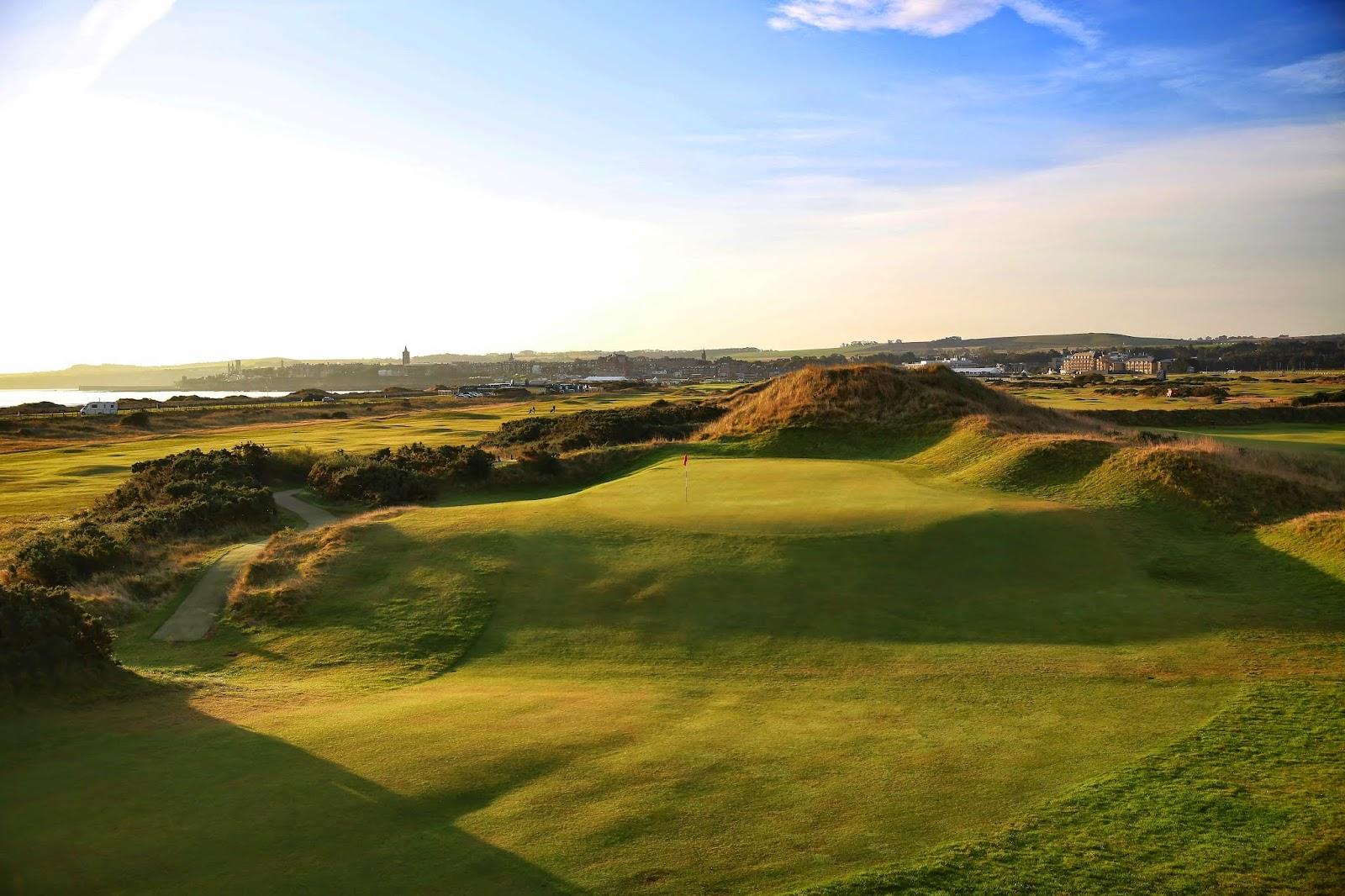 Jubilee Course at St Andrews Links, exposed seaward dunes and links fairways in Fife, Scotland