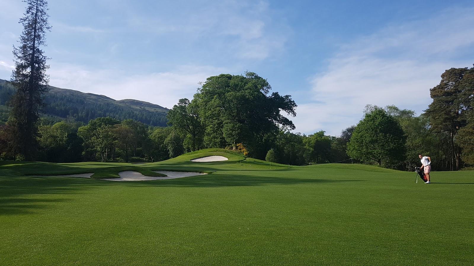 Loch Lomond Golf Club, parkland fairways and mature woodland on the wooded banks of Loch Lomond near Luss, Scotland