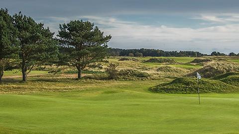 Panmure Golf Club, links fairway running through gorse and dunes at Barry in Angus