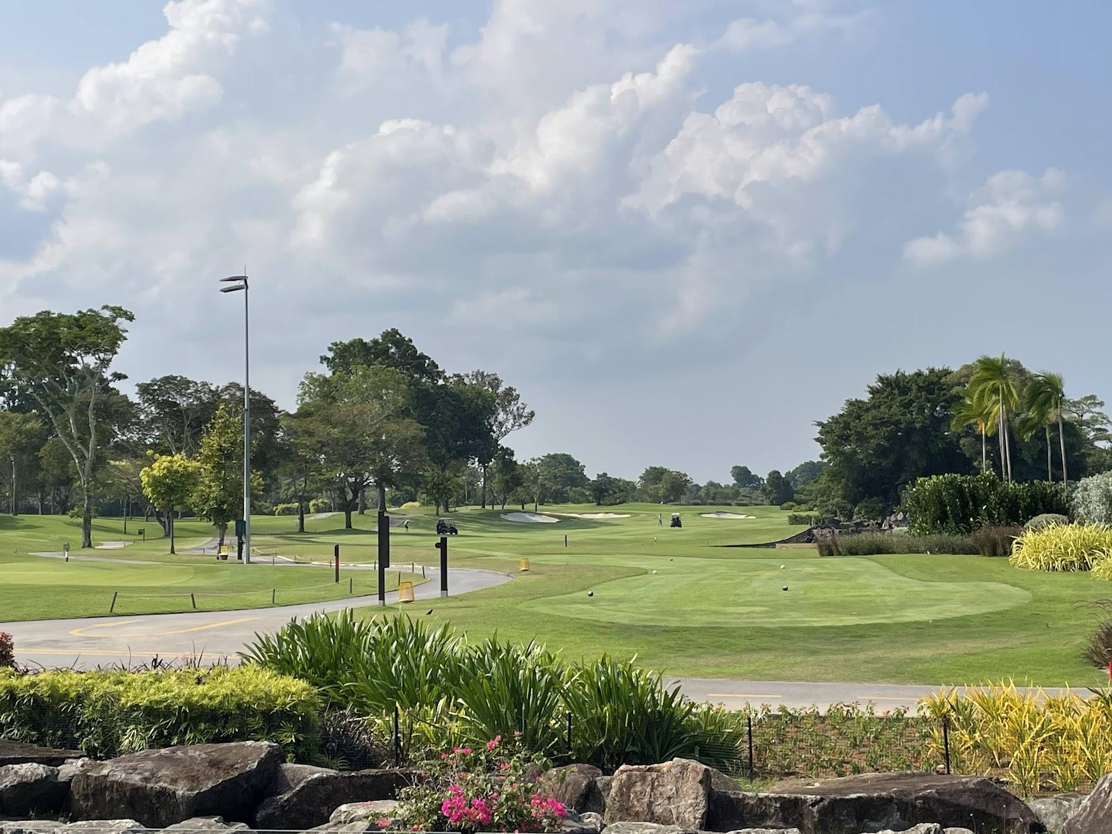 Tanah Merah Country Club, Garden Course, water guarded green on a modern parkland layout near Changi, Singapore