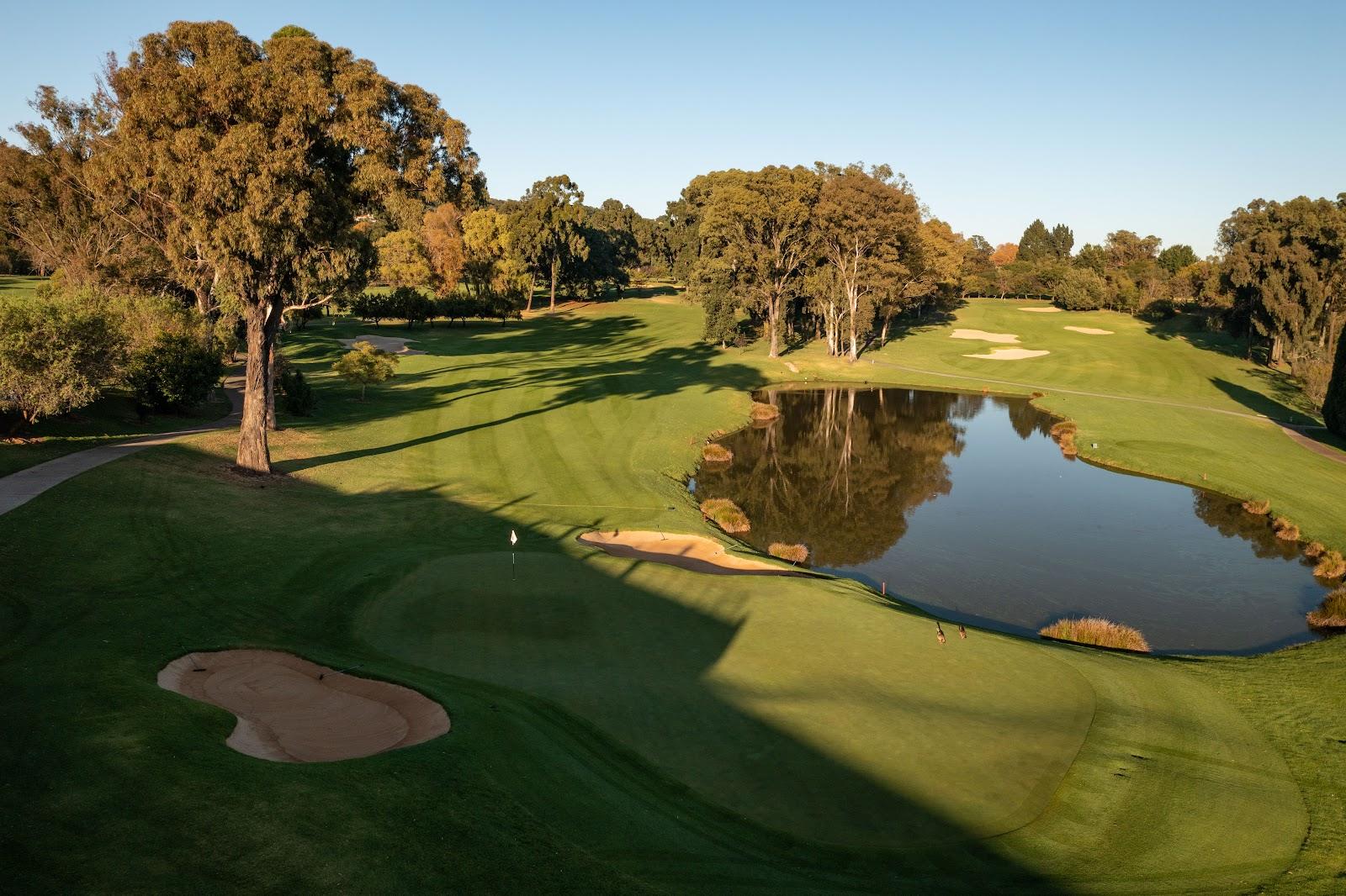 Houghton Golf Club, Jack Nicklaus Signature parkland fairway with deep bunkering in Johannesburg, South Africa