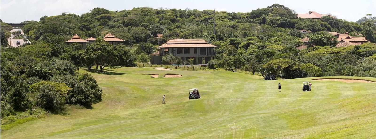 Zimbali Country Club, fairway running between indigenous coastal forest above Ballito, KwaZulu-Natal, South Africa